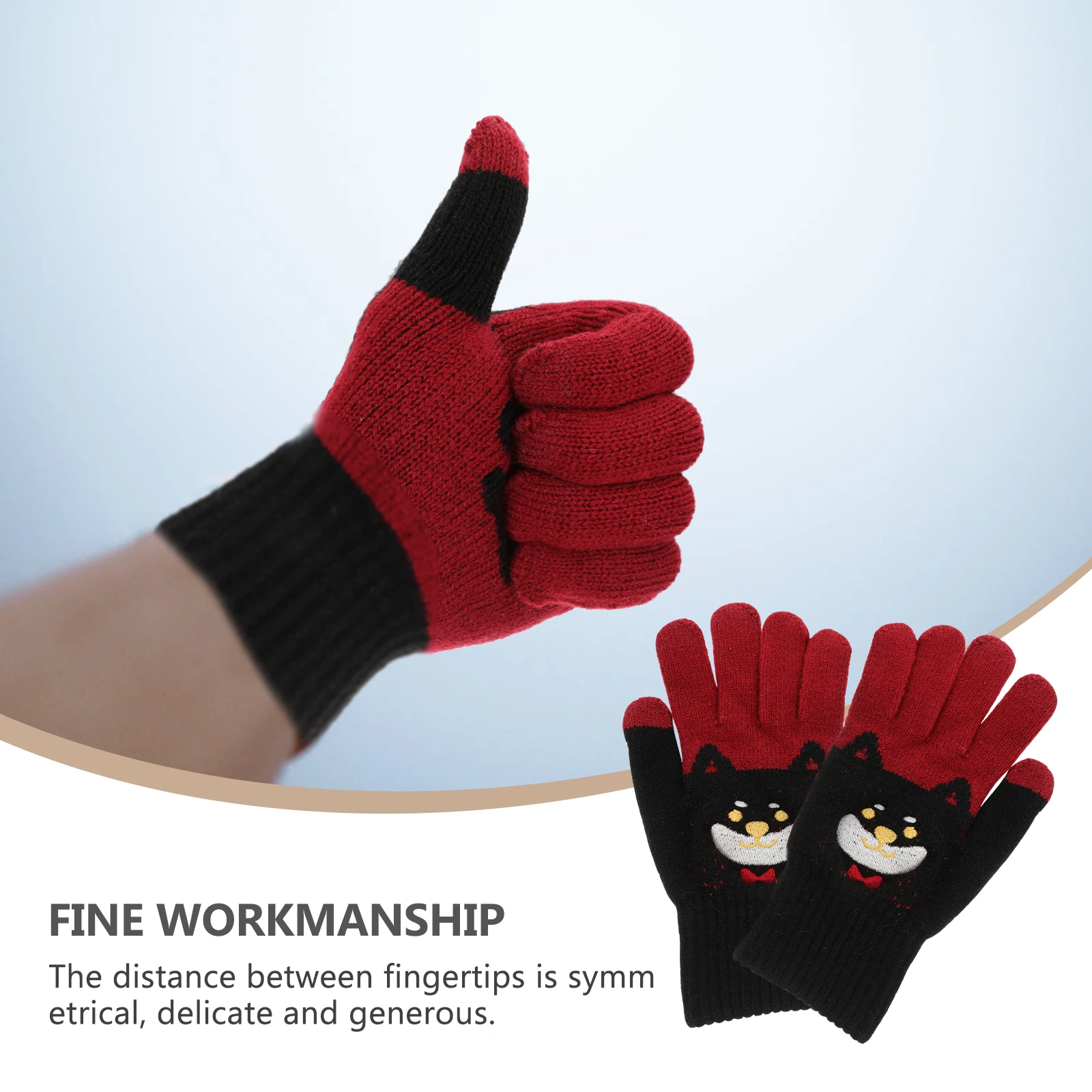 

Touch Screen Gloves Soft Yarn Knitted Student Winter Cartoon Riding Gloves Warm Lining 3D Wrapping Technology Full Touchable