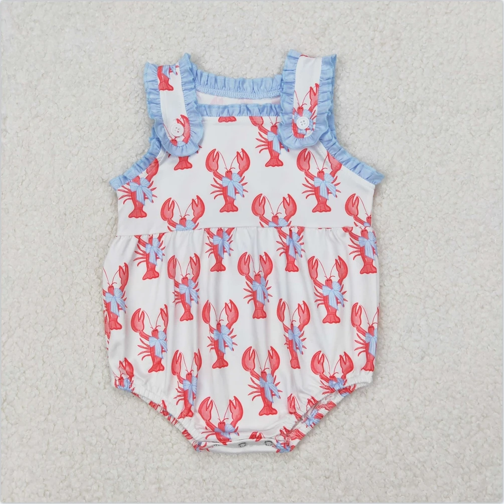 

Boutique Infant Baby Girls Romper Toddler Girls Baby Infant Girls Crawfish Bows Straps Fashion Kids Girls Rompers Jumpsuits New
