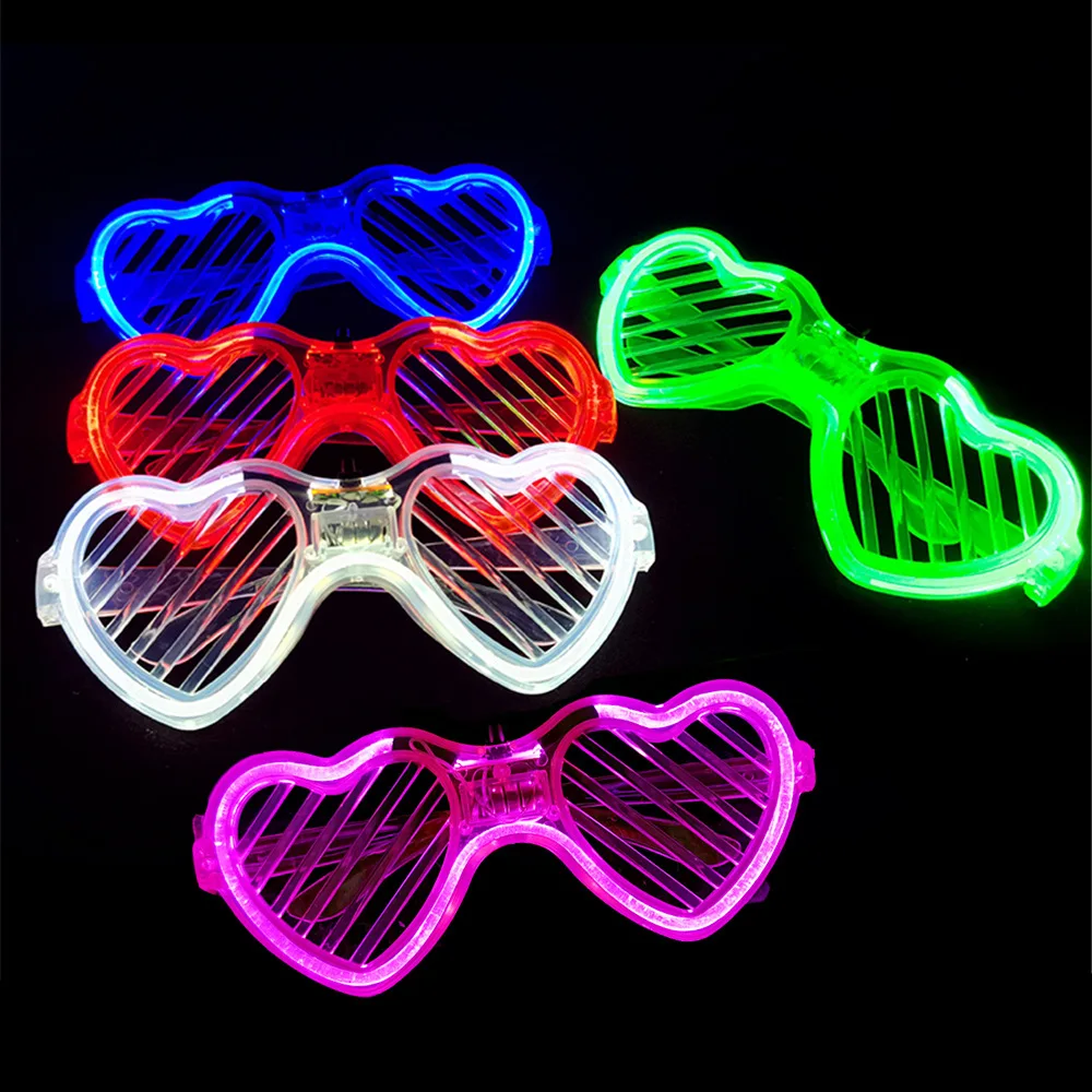 

10/30/50Pcs Heart Shaped LED Glasses Bulk Light Up Glasses Glow In The Dark Party Supplies for Birthday Wedding Party Favor