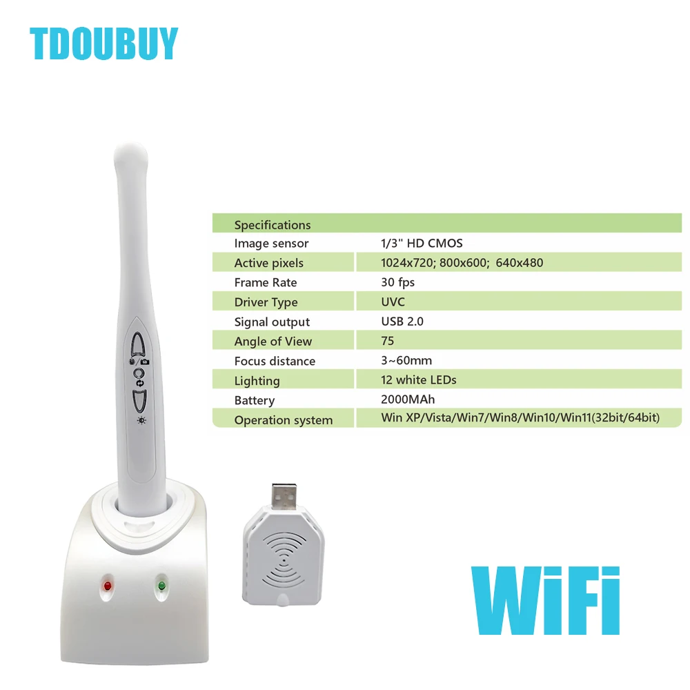 TDOUBUY Denspay أحدث عدسة كاميرا لاسلكية واي فاي داخل الفم مع مستشعر صورة 1/4 CCD كاميرا محمولة داخل الفم للأسنان