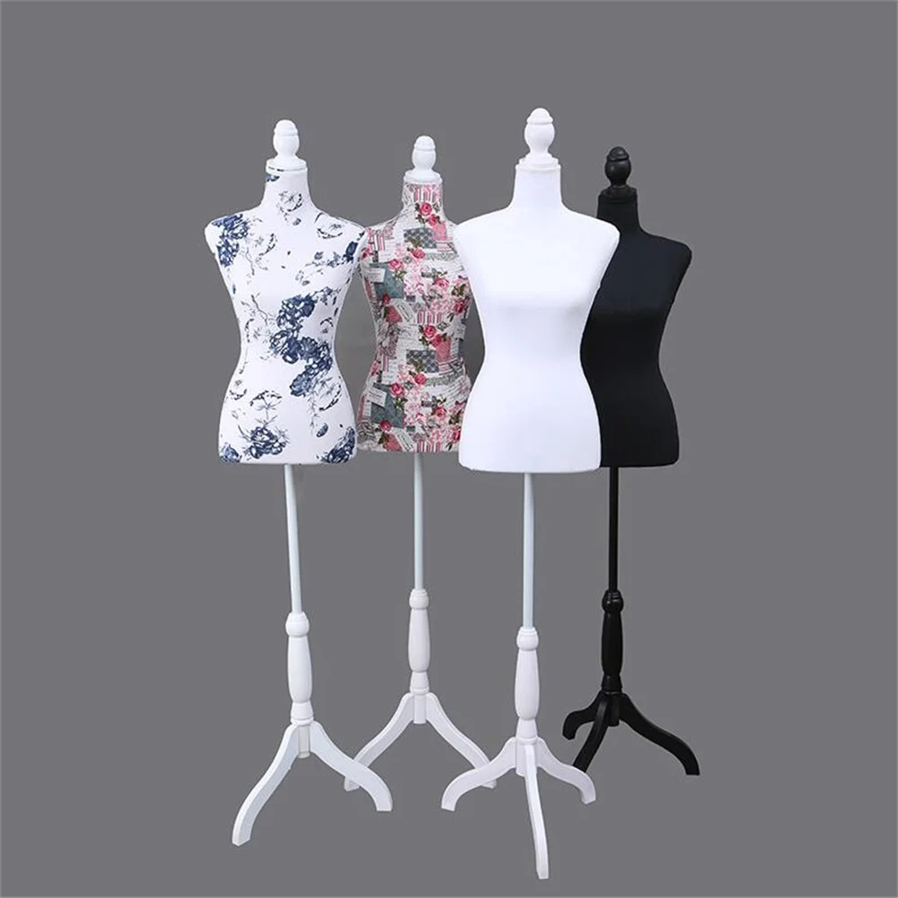 

Female Foam Fabric Covering Mannequin,Cloth Sewing Art, Body Display Props, Half Length, Printed Linen, Can Pin E187K