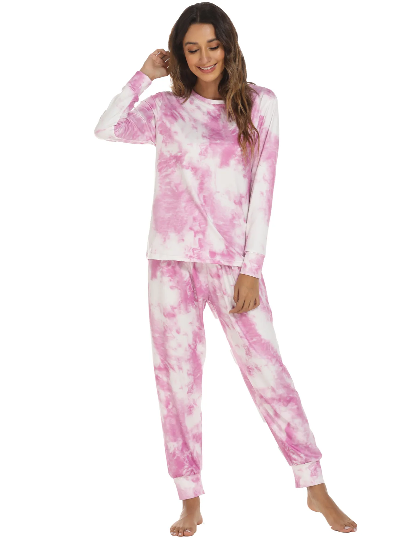 Womens Pajamas Sets Tie Dye Pyjamas Famale Pijamas Loungewear 2 Piece PJ Set Sweatsuits Sleepwear Nightwear Homewear
