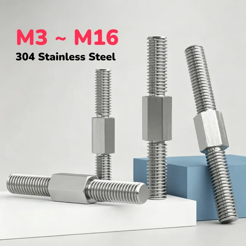 304 Stainless Steel Left Right Thread Double End Thread Rod Bar Stud Screw Bolts M3 M4 M5 ~ M16