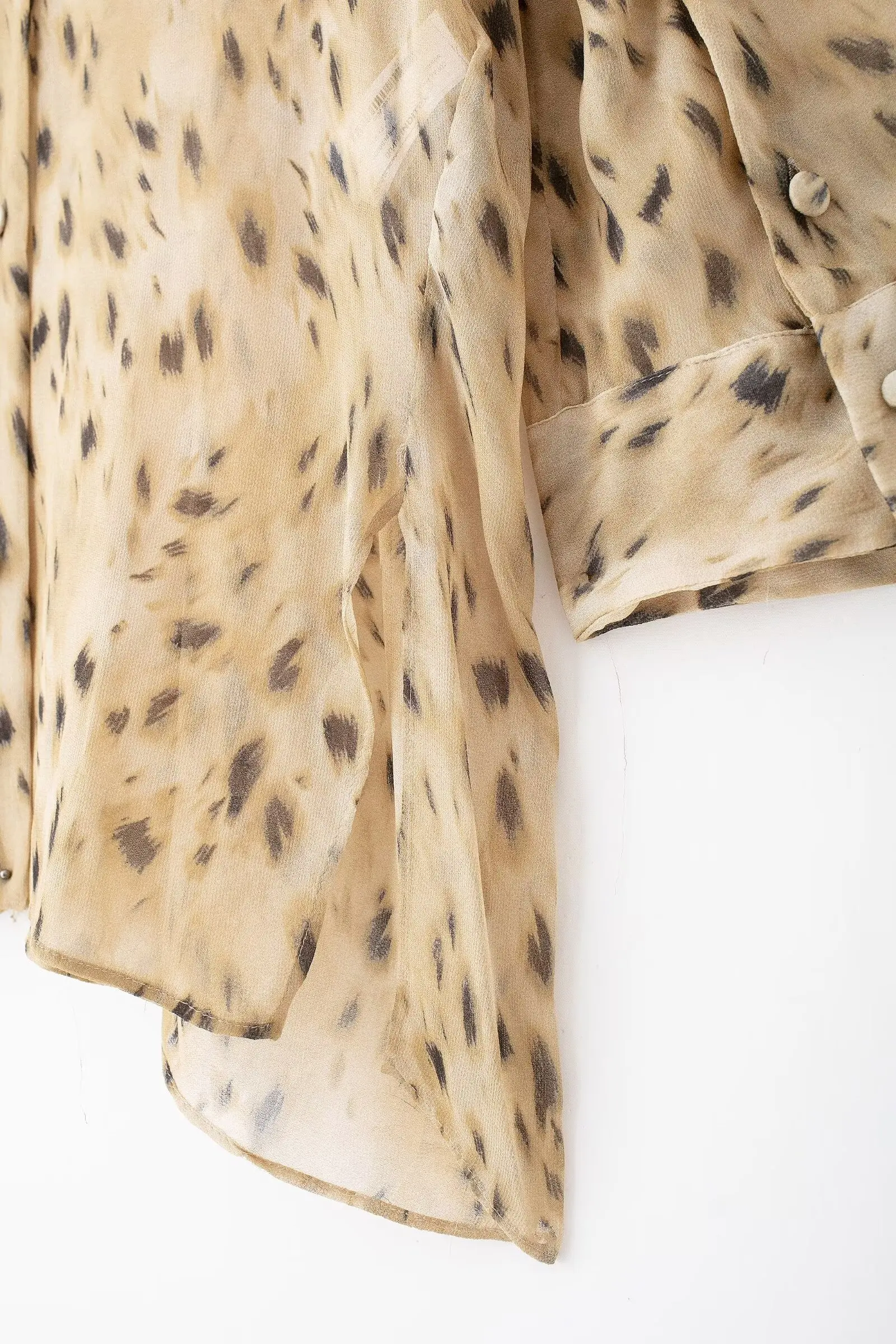 Tangada 2024 Women Leopard Chiffon Blouse Shirt Long Sleeve Chic Female Oversize Top 3H0681