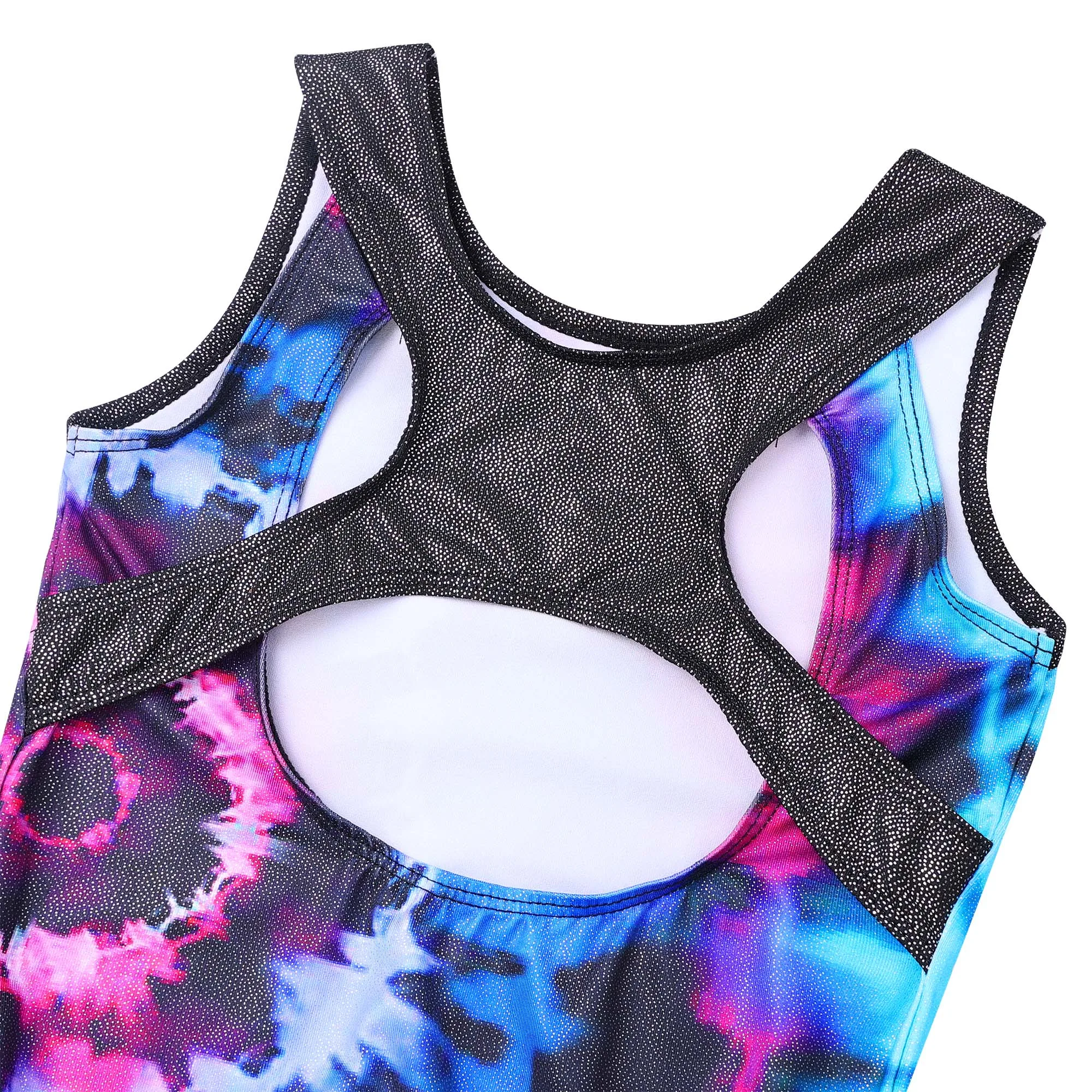 BAOHULU Tie-Dye Print Gymnastics Leotard for Girls Ballet Dancewear Ballerina Professional Practice Outfit Performance Dancewear