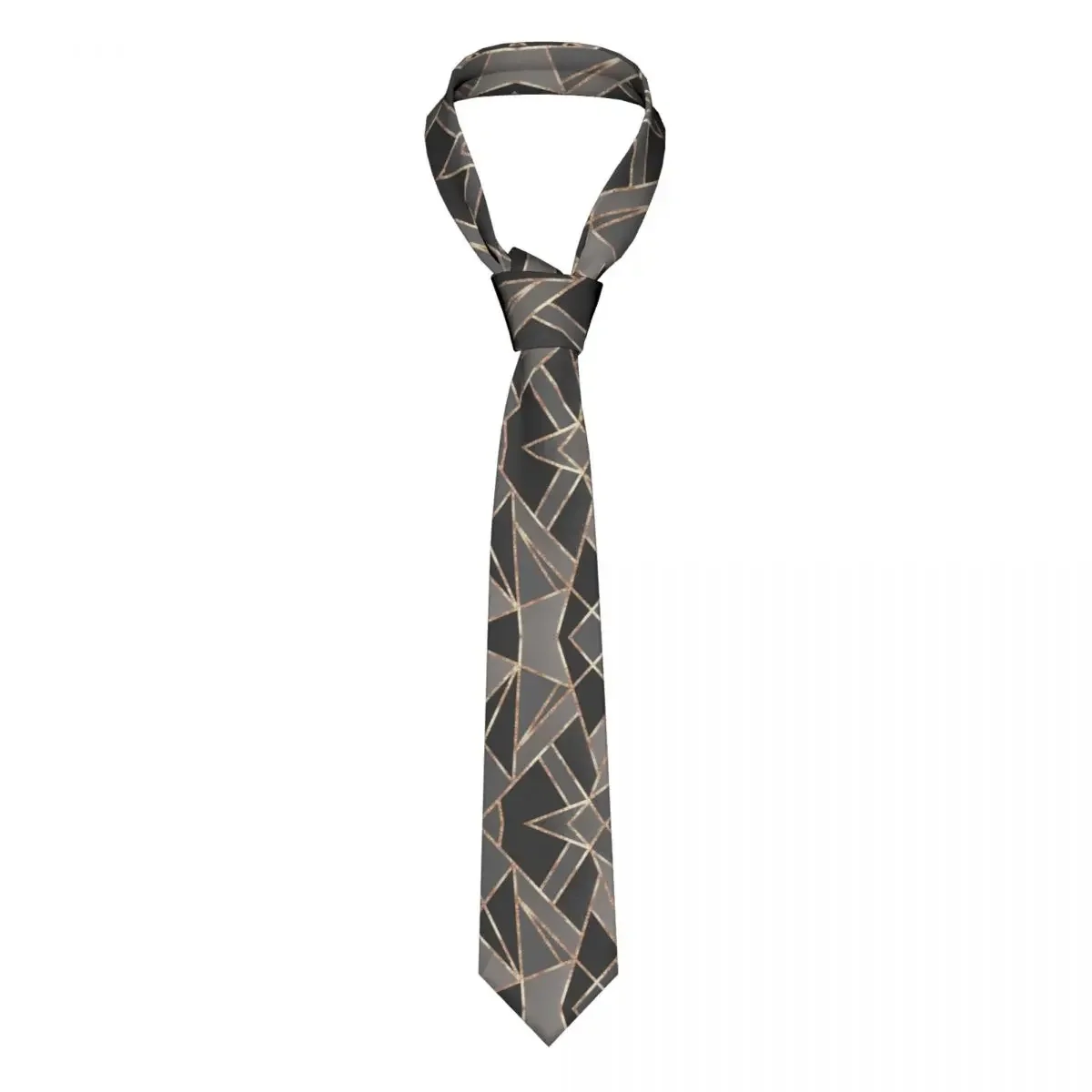 Custom Classic Silver Gray Charcoal Rose Gold Geo Tie Men Formal Silk Retro Abstract Geometric Necktie for Office