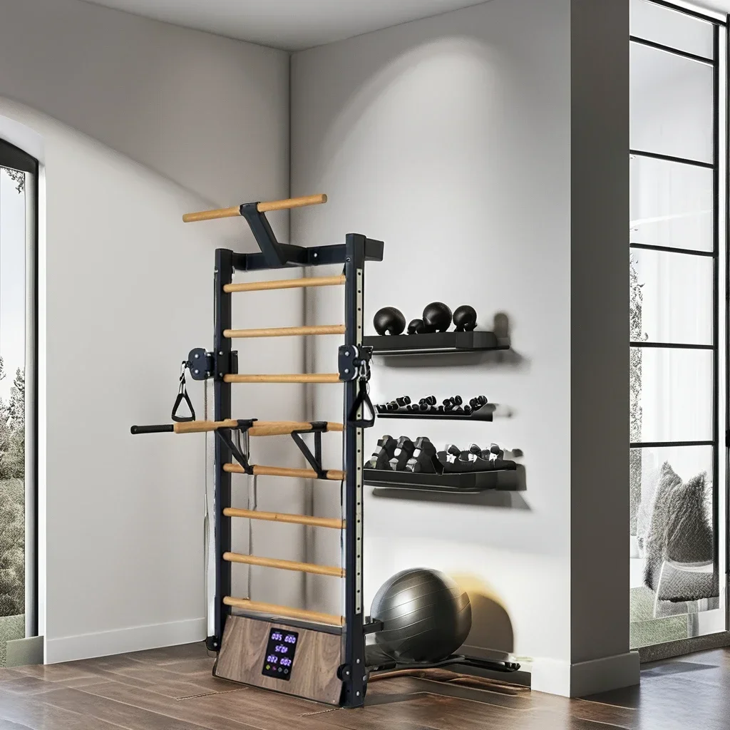

For Wall-mounted climbing ladder wooden arm exercise wall training rack Swedish club ladder