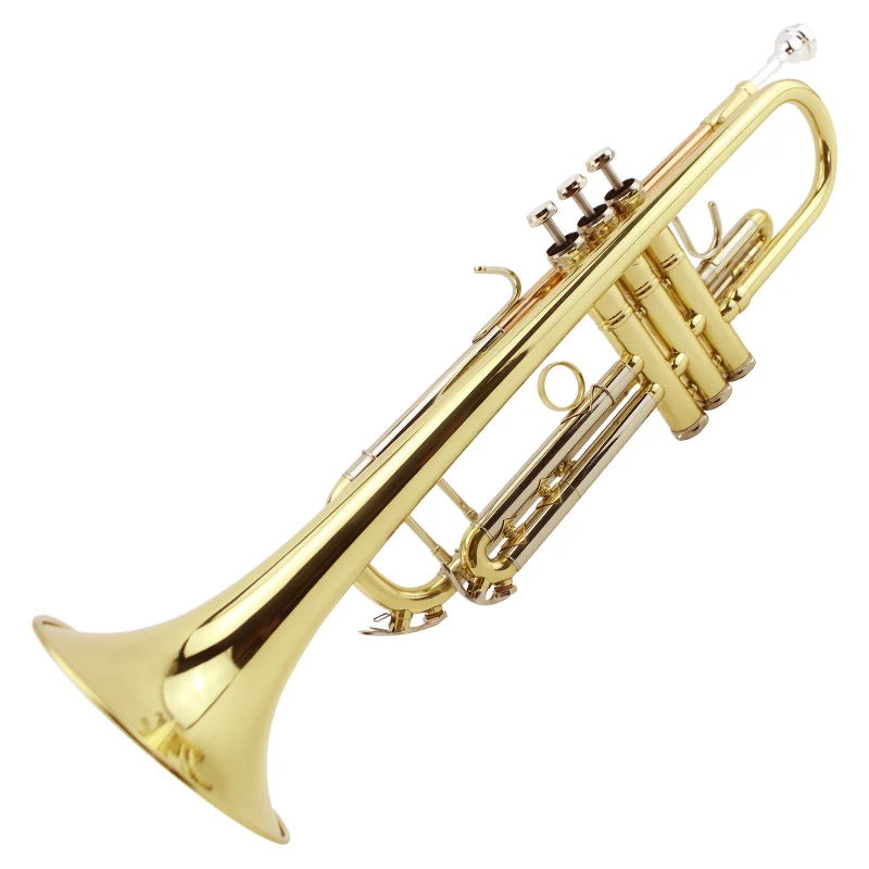 

Professional brass instrument trumpet in B flat three colors