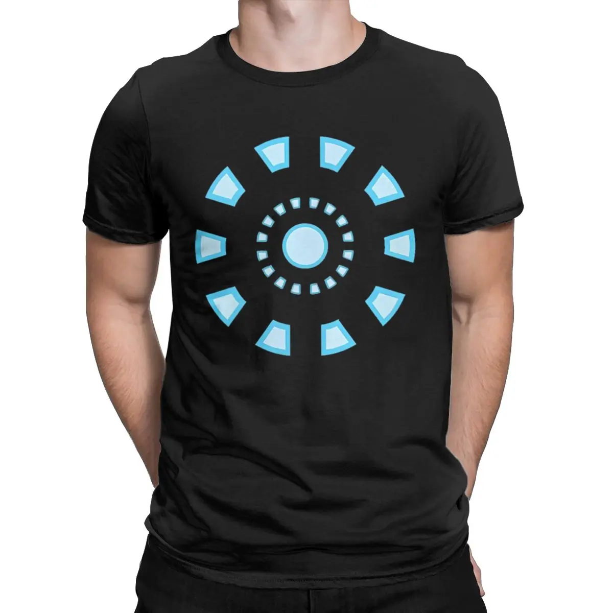 Official Studios Iron Man Tony Stark Arc Reactor T-Shirts for Men Pure Cotton Tees Short Sleeve T Shirts Summer merchandise