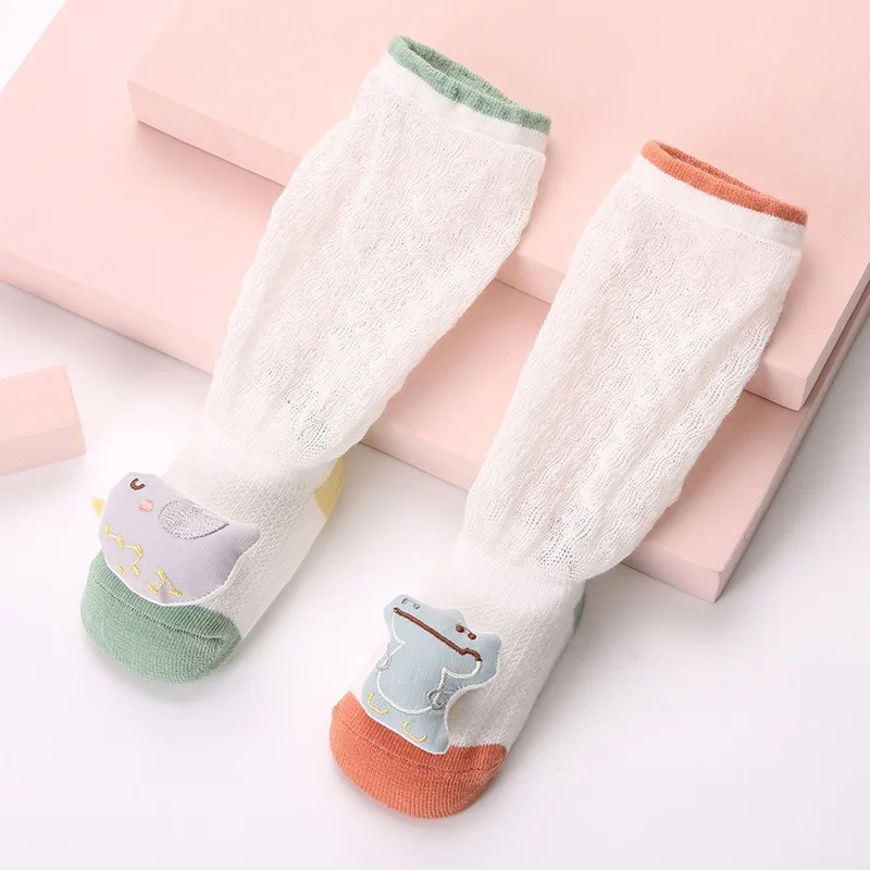 2pcs Summer Long Tube Baby Socks Anti Slip Mosquito Class A Boneless Mesh Newborn Infant Stockings Thin Pure Cotton Breathable