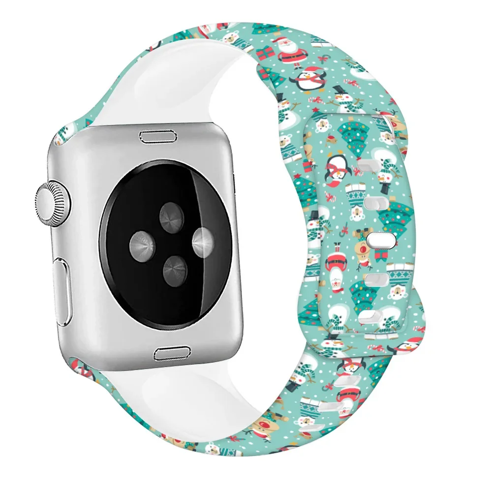 Christmas Silicone Strap for Apple Watch 10 9 8 7 46mm 45mm 41mm Ultra 49mm Bracelet Wristband IWatch 6 5 4 SE 44mm 40mm 42mm
