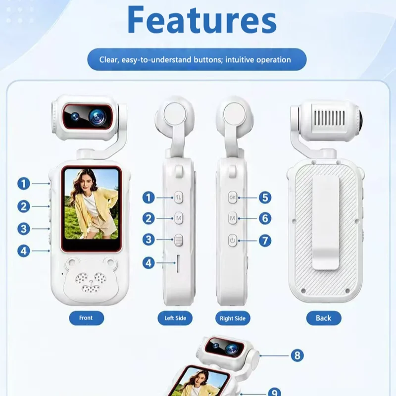 Children's Digital Handheld Camera With Rotatable Lens 130 ° Wide-angle 2-inch High-definition Screen Gift Camera 2026 New