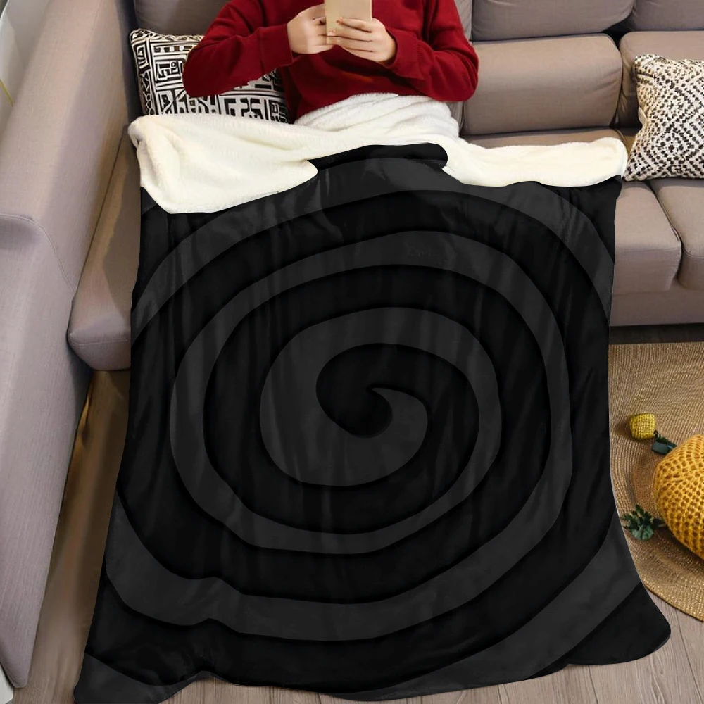 Black Spiral Depth Flannel Blanket Warm Soft Halloween Christmas Couch Warm Cozy Decorative Decor Gift for All Season