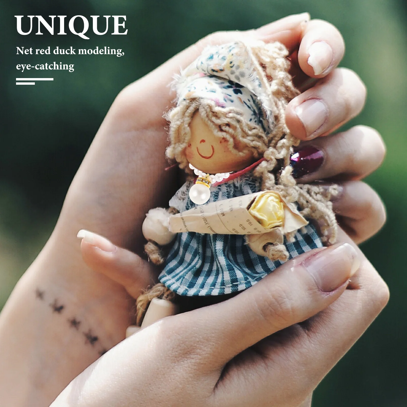 Set di 10 Ciondoli Decorativi a Forma di Paperella Gialla con Catena di Perle Finte per Accessori Miniatura e Fai-da-Te