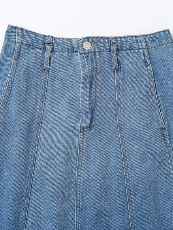 

Spring Summer New High Waist A-Line Long Skirt Denim Cloak f-length Skirt Slimming Effect 25-29 Years Old Women Commute Sle