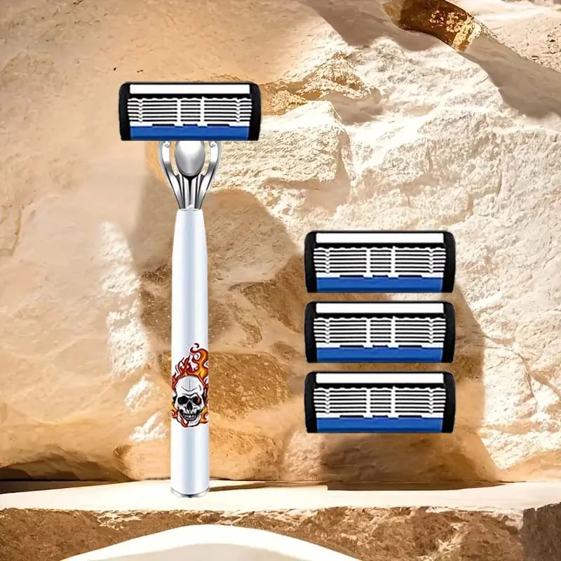 طقم ماكينة حلاقة رجالية عالية الجودة، 2 مقبض مضاد للانزلاق، 36 شفرة حادة، تصميم تقدمي، هدية مثالية للمهرجانات #3