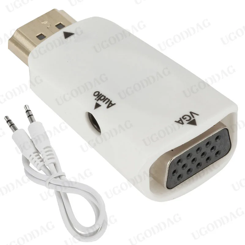 Hdmi-macho compatível para vga fêmea adaptador conversor de cabo de áudio fhd 1080p 720p 480p computador portátil caixa de tv computador projetor