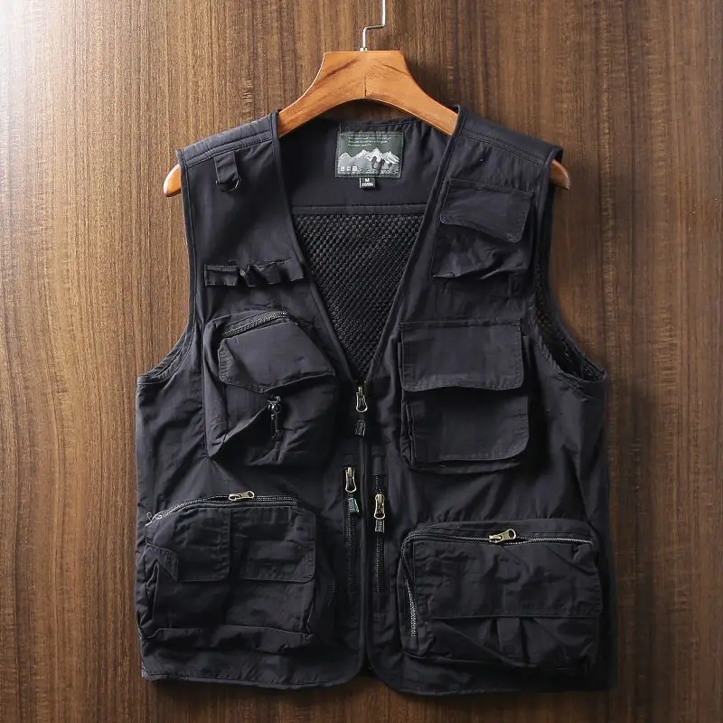 Bomber Jacket Men Military Tactical Vest Multi-pocket Zipper Waistcoat Outdoor Hiking Fishing Waterproof Breathable Quick Drying