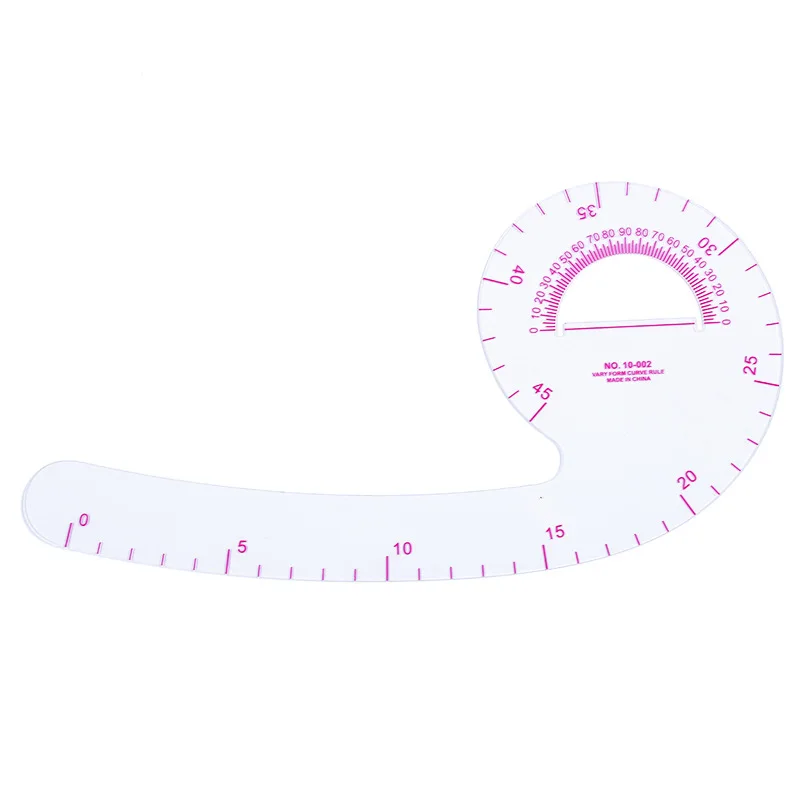 23cm Long Comma Shaped Plastic Transparent French Curve Ruler Spline Sewing Patchwork Feet Tailor Yardstick Cloth Cutting