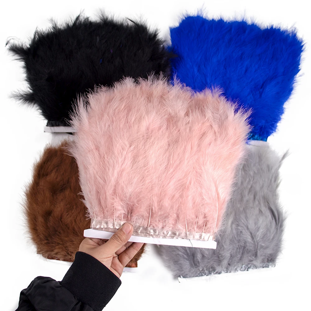 1M Fluffy Turkey Marabou Feathers Ribbon Trim 10-15cm for Wedding Party Clothing Dress Decoration Accessories Sewing Plumes