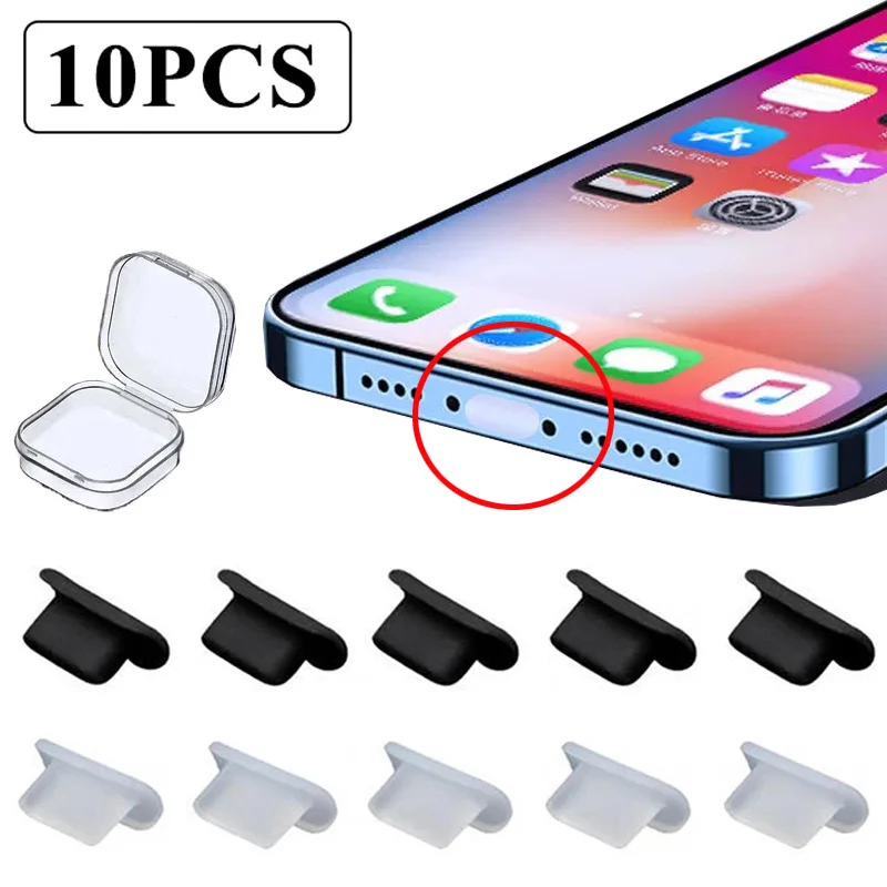 10/5PCS Silicon Phone Dust Plug Charging Port Rubber Plug Dust Cover for Iphone 13 Pro Max 12 11 X XS Protective Accessories