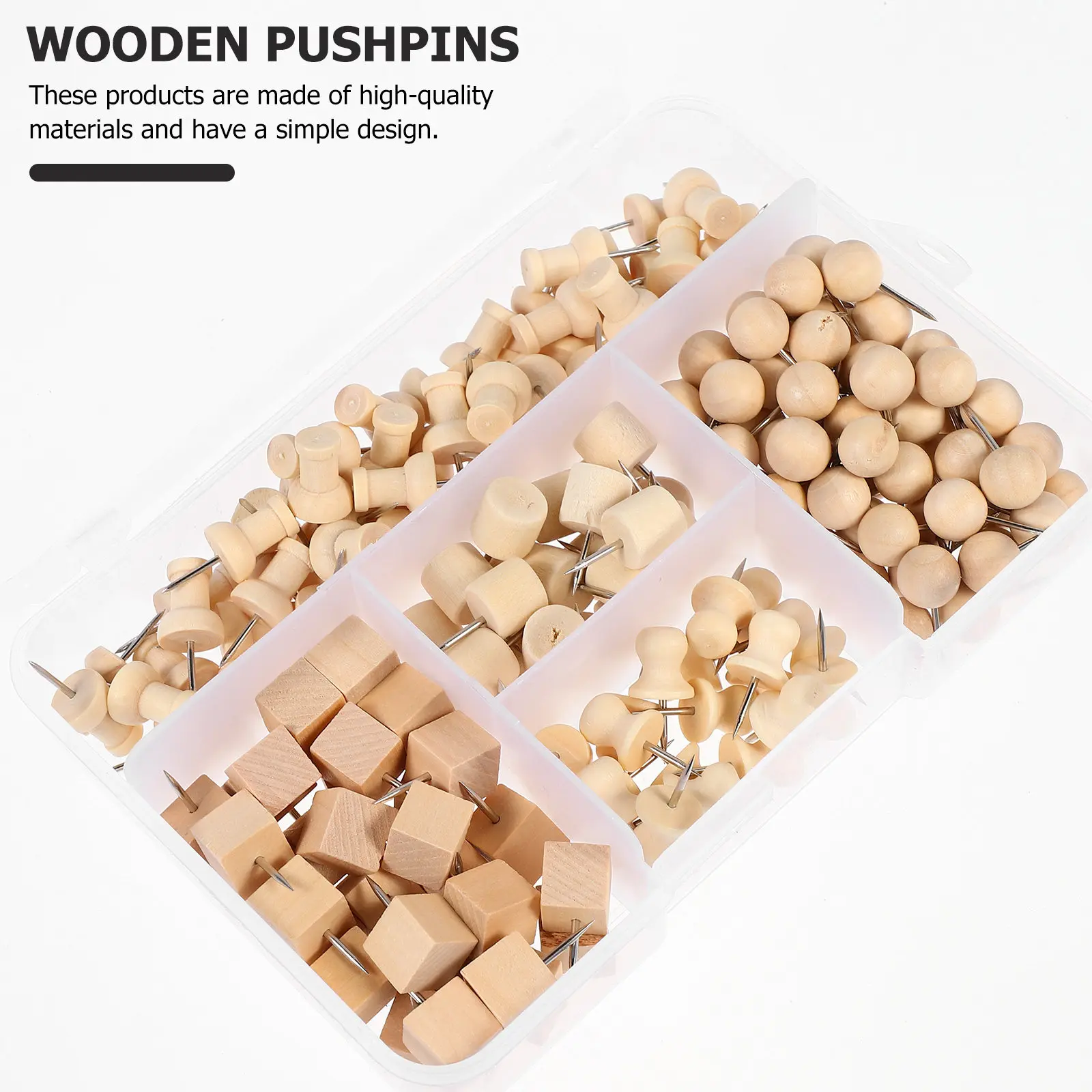 

1 Box Wooden Pushpins for Office Bulletin Boards Cork Strips Map Markers Photo Display Craft Projects Decorative Thumbtacks