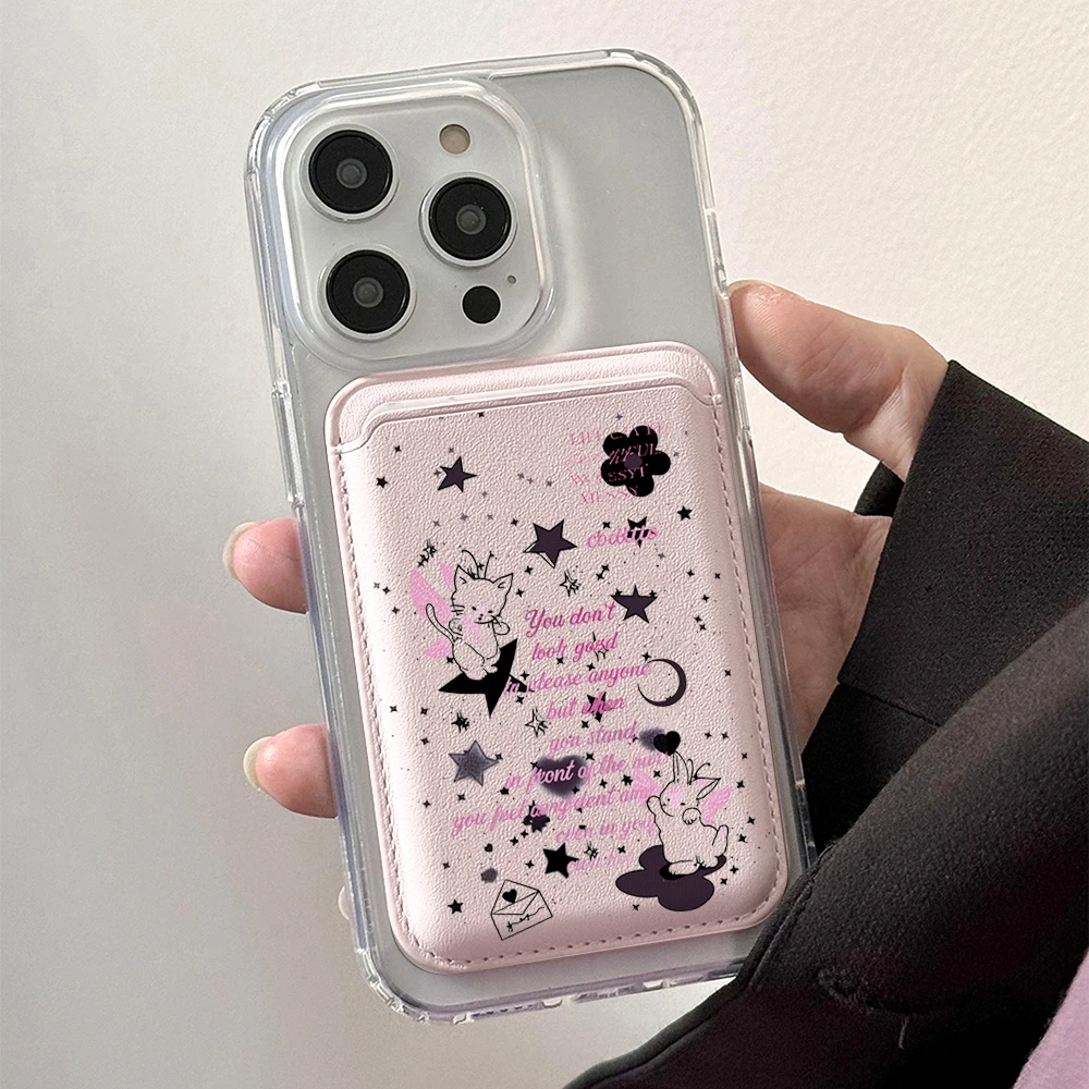 Y2K Niedliche Leder-Kartenhülle für Magnetische Hüllen, Geeignet für alle iPhone Magsafe Karten-Handytaschen – Detail 4