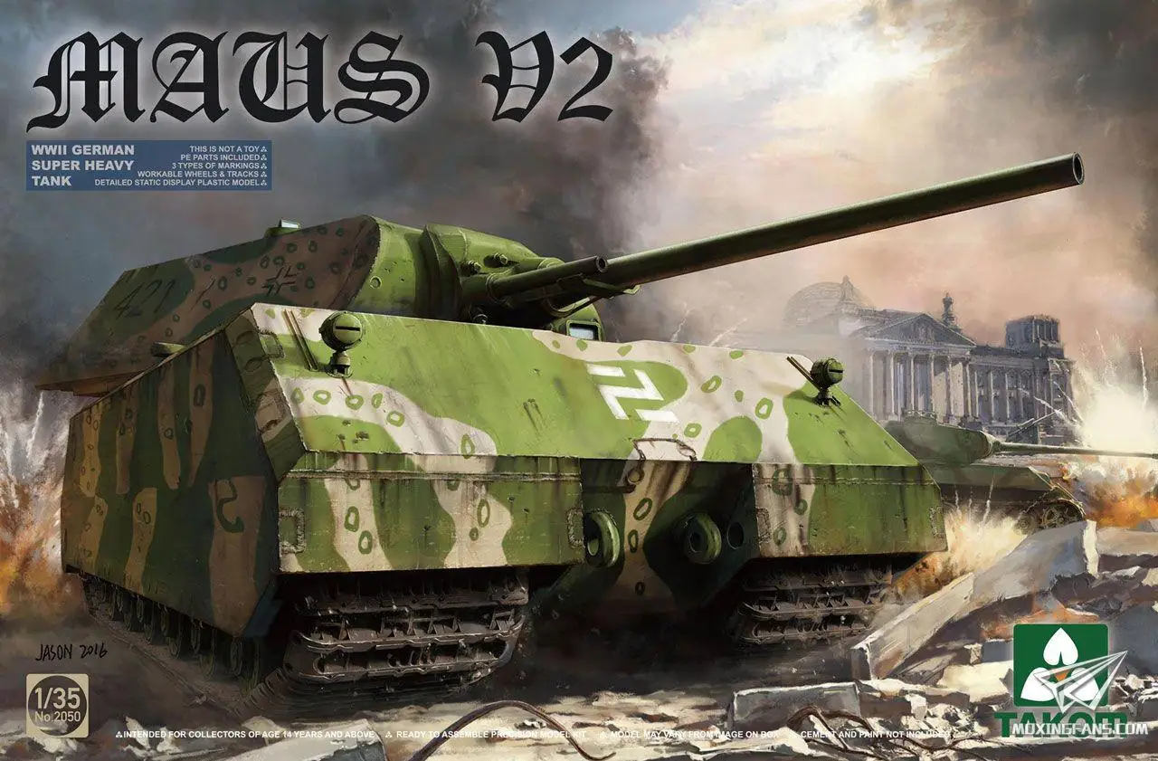 

Takom 2050 1/35 Maus V2 WWII German Super Heavy Tank Plastic Model Kit