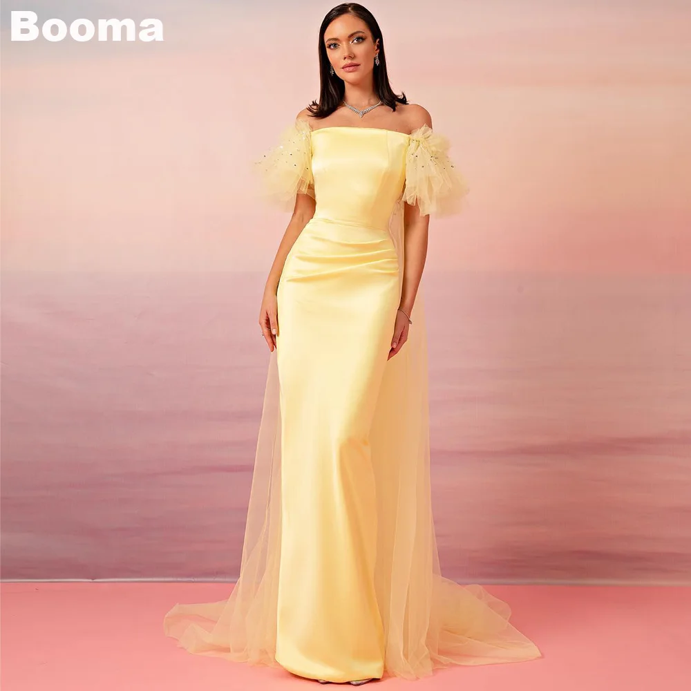 

Booma Elegant Mermaid Evening Dresses Off Shoulder Stain Formal Party Gowns Floor Length Women's Prom Dresses gala Dubai