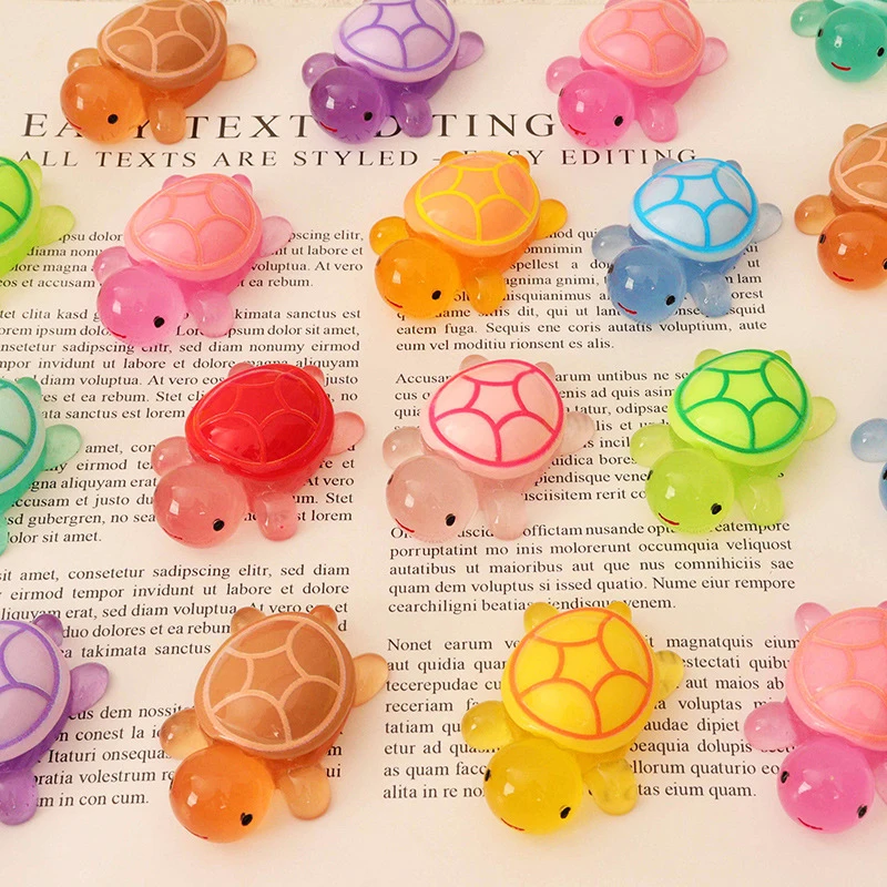 Cute Colorful Mini Tortoise Luminous Ornament Crafts Creative DIY Miniature Tiny Turtles Micro Landscape Garden Decoration Gifts