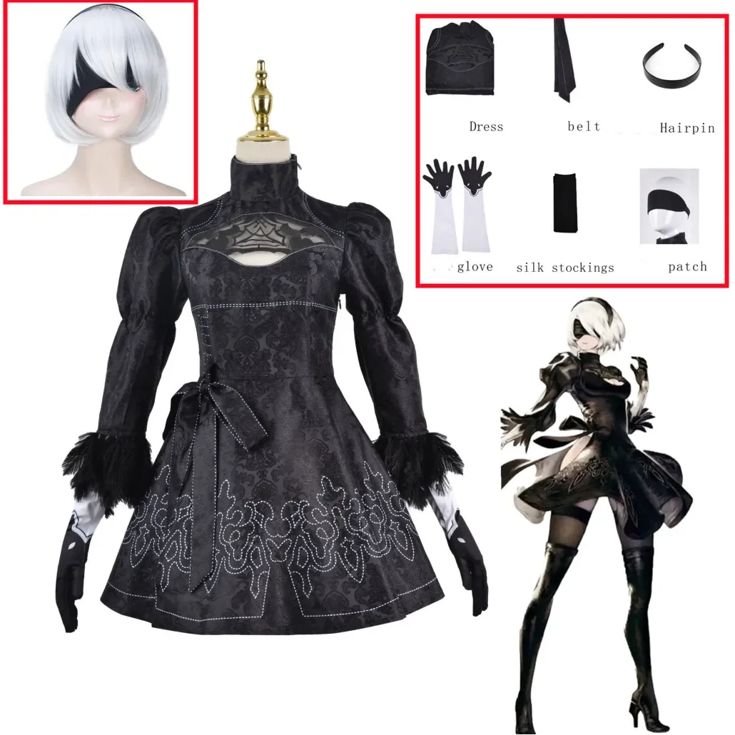 

Костюм для косплея Nier 2b Nier Automata Yorha, косплей YoRHa No. 2, тип B, аниме, женское платье, причудливый костюм для Хэллоуина, женская одежда