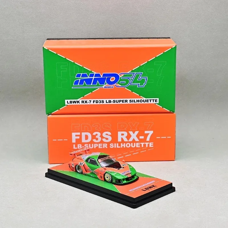 INNO 1/64 LBWK RX-7 FD3S Malaysia Fair Alloy Motor Vehicle Toy Die-casting Metal Model Collection Boy's Christmas Gifts
