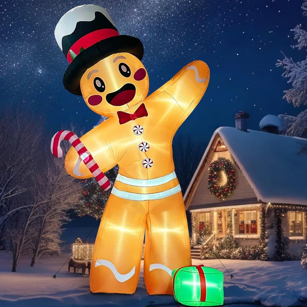 

12FT Gingerbread Man Christmas Inflatables, Christmas Inflatables Outdoor Decorations, Christmas Blow Up Yard Decoration