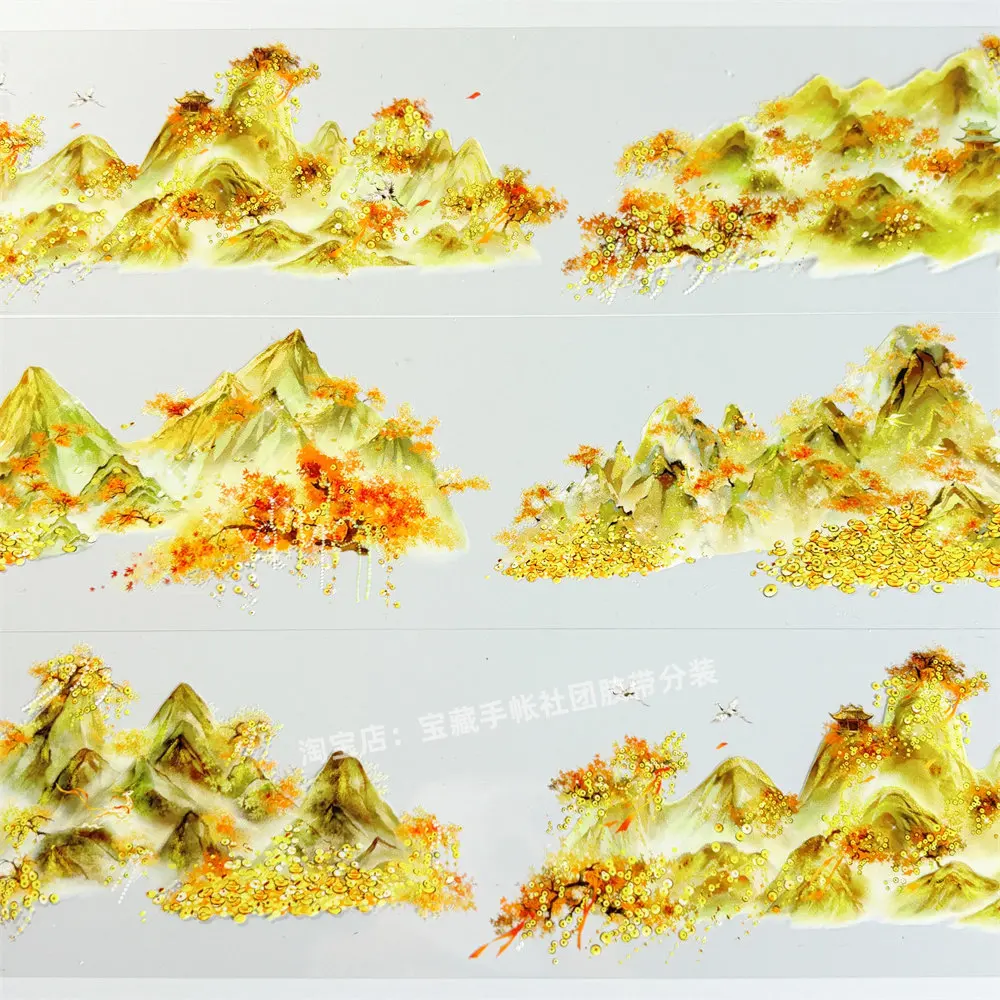 

Journal washi pet tape y49 jinshan zero crane coin red ribbon ancient scene PET scrapbooking collage sticker