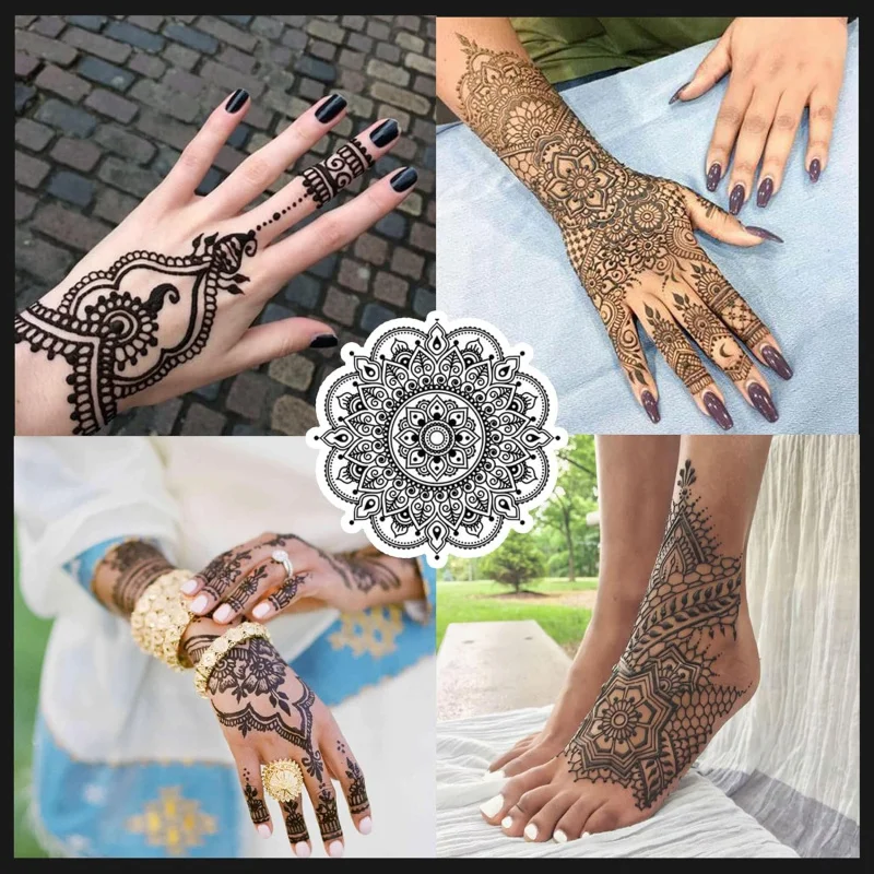 SUANGL Henna Temporary Tattoo Set 15/16/19PCS Body Art Kit with Stencils for Freckle Drawing Creative Gift Tattoo Supplies
