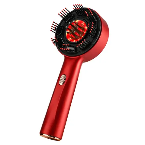 Red Light Scalp Massager Comb with Serum Applicator, 3 Modes 72-Bristle Kneading Head Massage Brush, 6ml Oil Dispenser Cordless 10-Min Timer