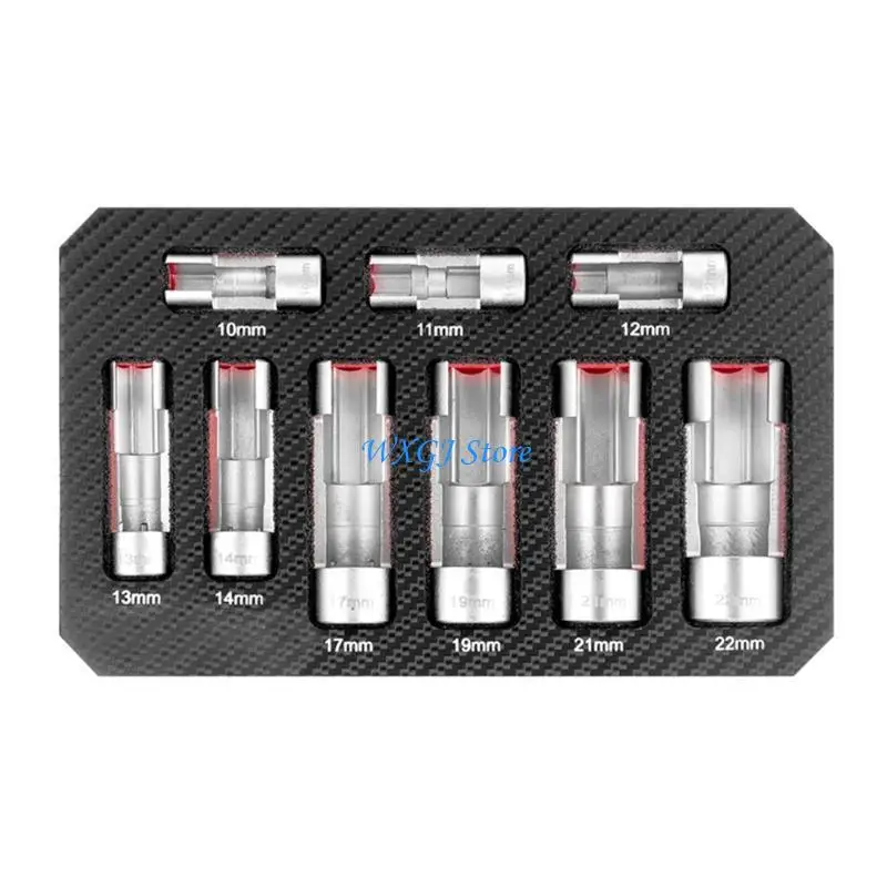 

37JE 9Pcs Automotive Socket Offset Wrench Remover Tool and Thread Chasers Tool 10-22mm