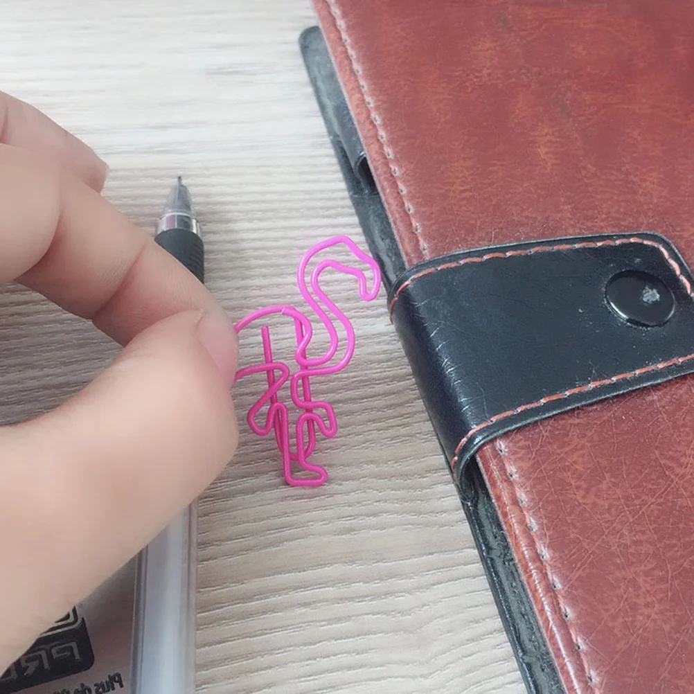 

10Pcs Metal Paper Clips Colorful Iron Clips with Cartoon Flamingo Pattern Rustproof Smooth Finish for Office School Home Use