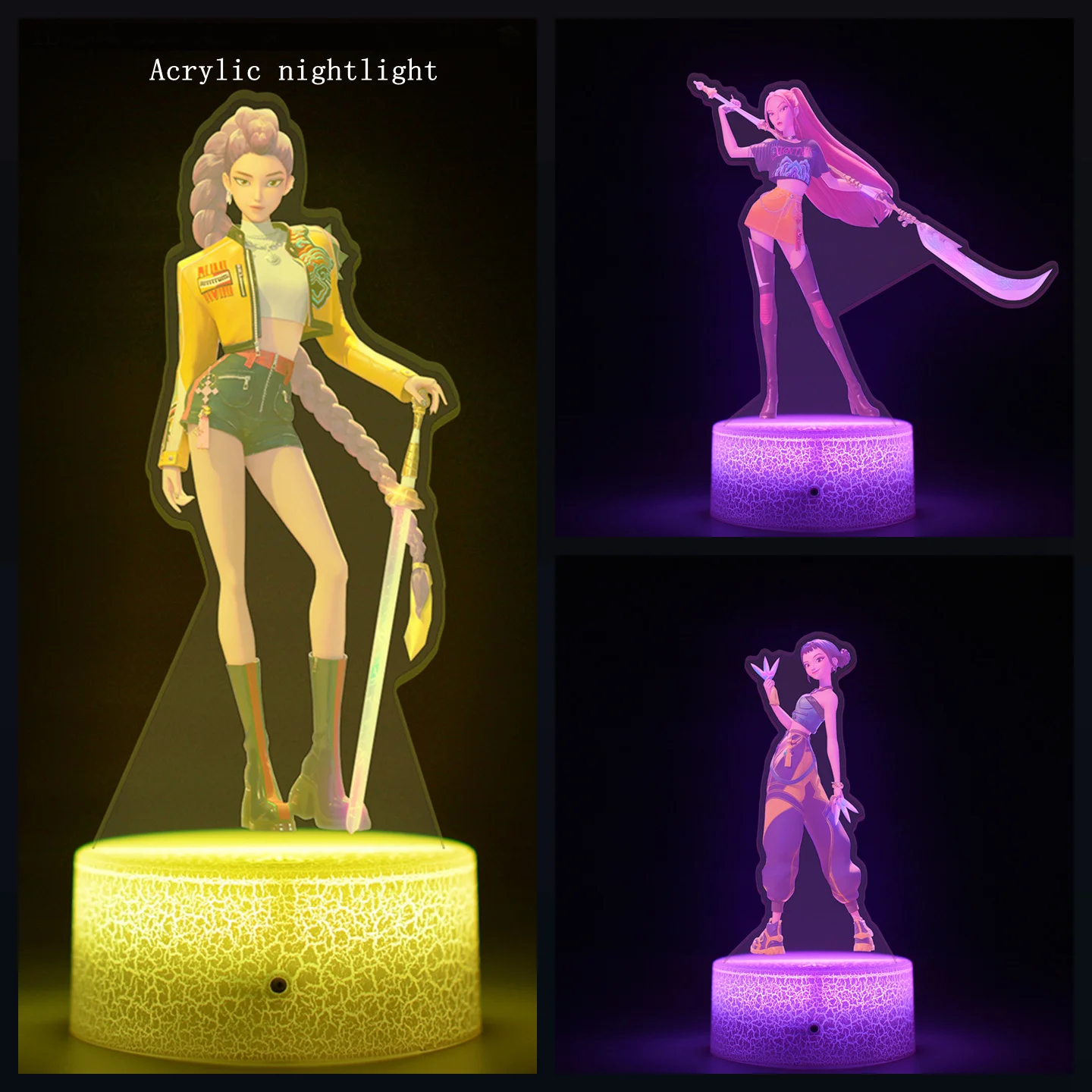 

K-Pop Охотники на демонов Иллюзионная лампа Игровое настройка Узоры Светодиодный ночник Украшение геймера Настольная лампа Игровая настольная комната Украшенная