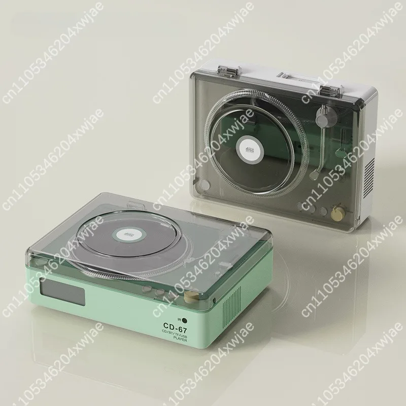 CD-67 Retro CD Player Bluetooth 5.3 Speaker All-in-One USB TF Card Vinyl Style Portable HiFi Boombox for Home Gift