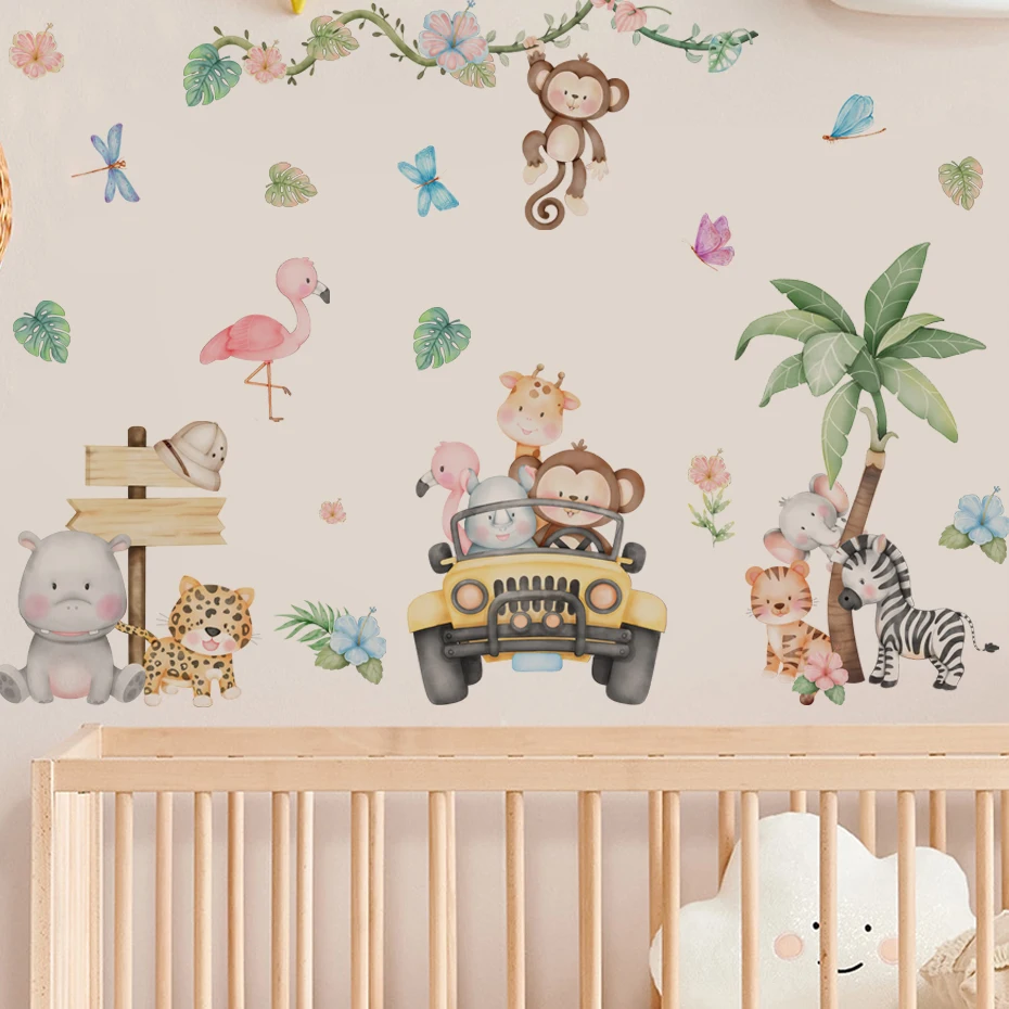 

Adventure Animals Cartoon Animals Wall Stickers Waterproof Removable PVC Kids Room Kindergarten Home Decoration