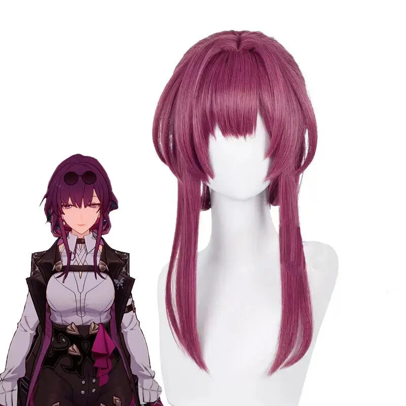 Game Honkai: Star Rail Kafka Cosplay Wigs 43cm Long Wine Red Silicone Hair