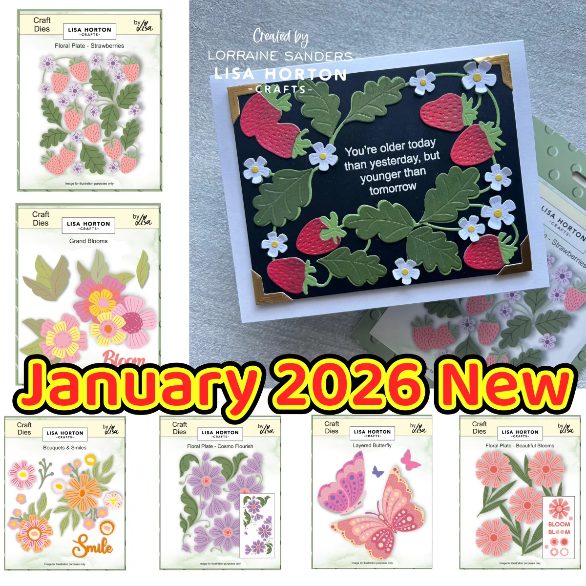 

Strawberries Floral Grand Blooms Butterfly Metal Cutting Dies for DIY Making Card Scrapbook Embossed Paper January 2026 New