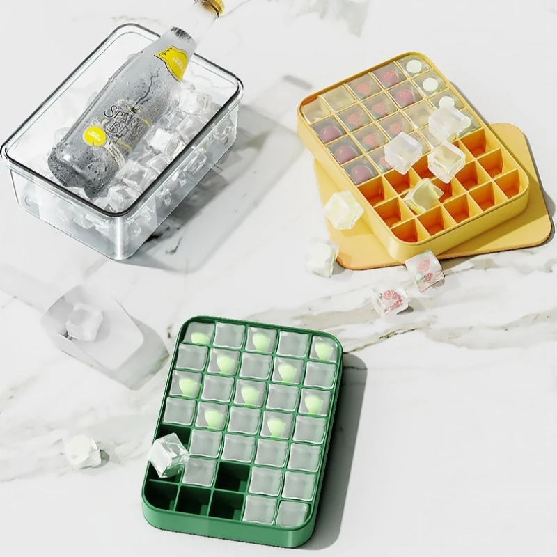 Ice Cube Tray Silicone Mold with Lid Storage Box 35/70-cube Easy Release Ice Cube Molds Kitchen Bar DIY Iced Drink Maker Tools view 3