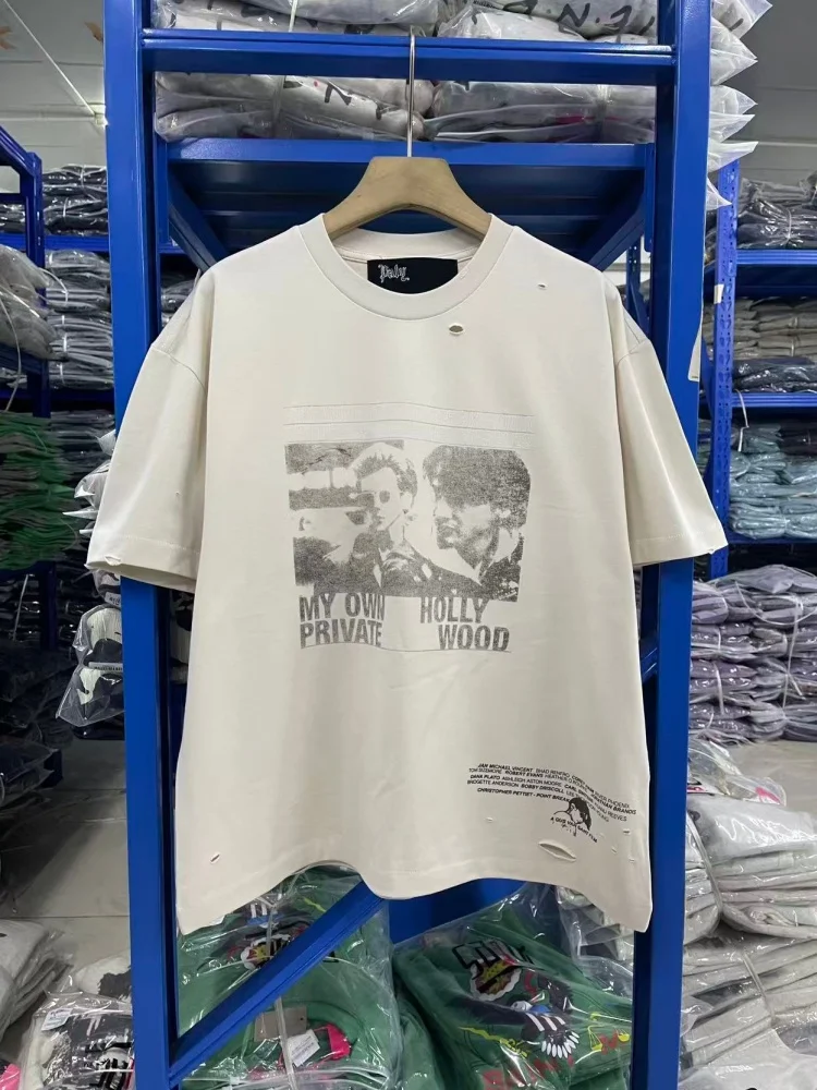 

Paly Vintage Distressed Men T-Shirt Character Print Casual Comfortable Short Sleeve Cotton oversized Tee