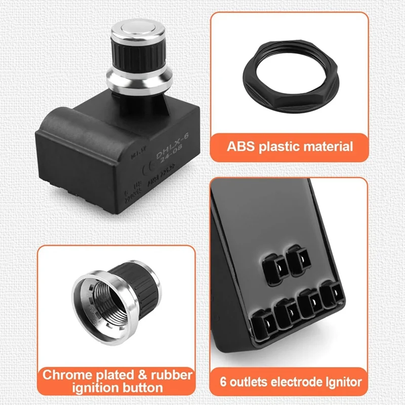 Encendedor de pulso con botón pulsador de repuesto para encendedor de parrilla DHL-128-6Q para la marca GR de miembros 2210601 -MM-00 Kit de encendedores de 6 salidas