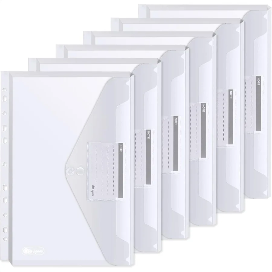 

20 Pack Plastic Envelopes with 2 Snap Buttons A4 Clear Plastic Folders with Label Pocket Expandable Document Wallets Folders fo