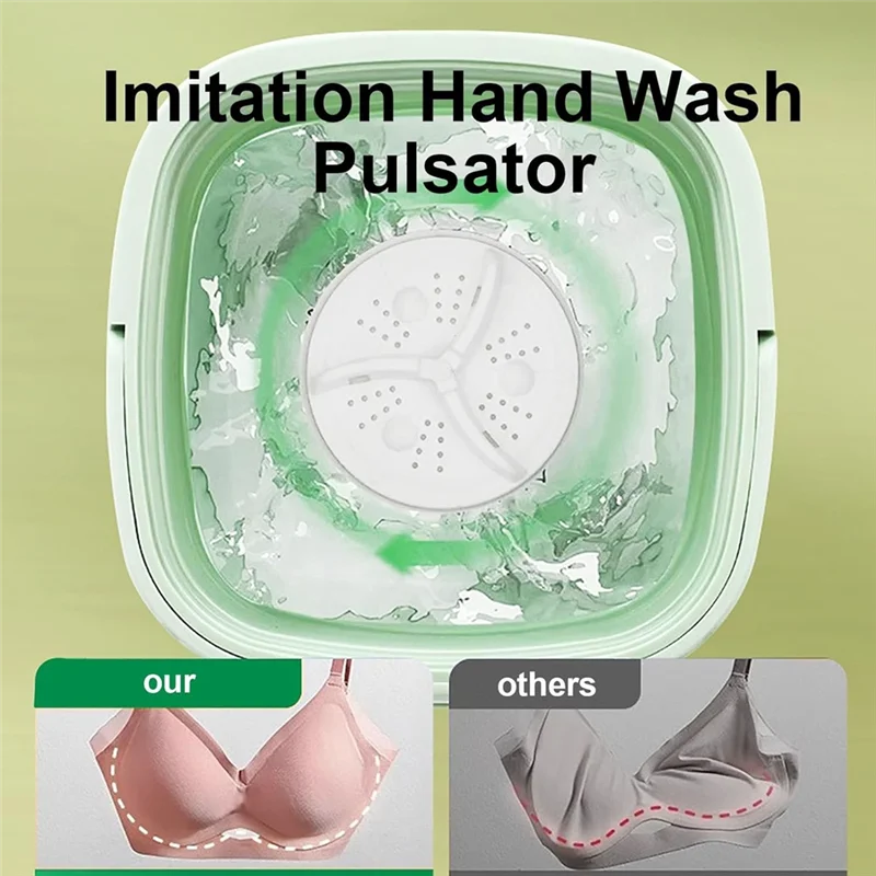 

AC93-6L Mini Washer With Drain Basket Foldable Washing Machine For Apartment Dorm Trave For Deep Cleaning Underwear EU Plug