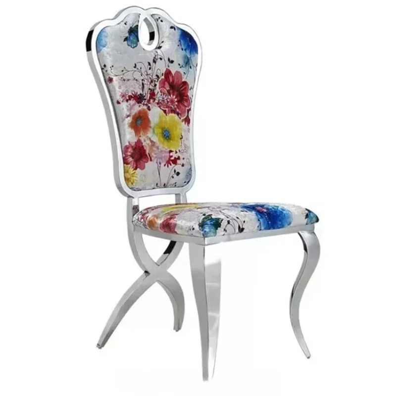Metal stainless steel leg dining chair with adjustable high back chair in hotel restaurant