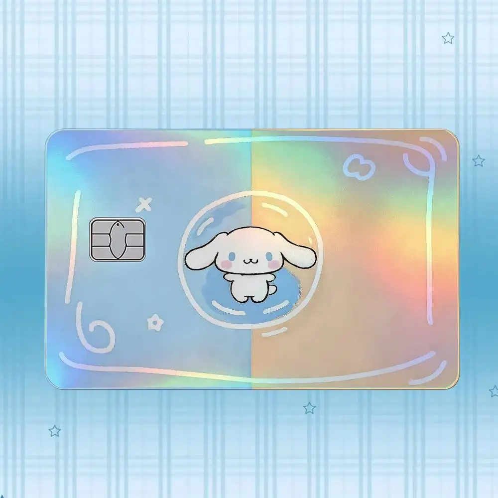 C-Cinnamoroll Laser-Holografischer Karten-Skin-Aufkleber für Kredit- und Debitkarten – 4 Stück/Set, wasserfester, kratzfester Schutz – Detail 5